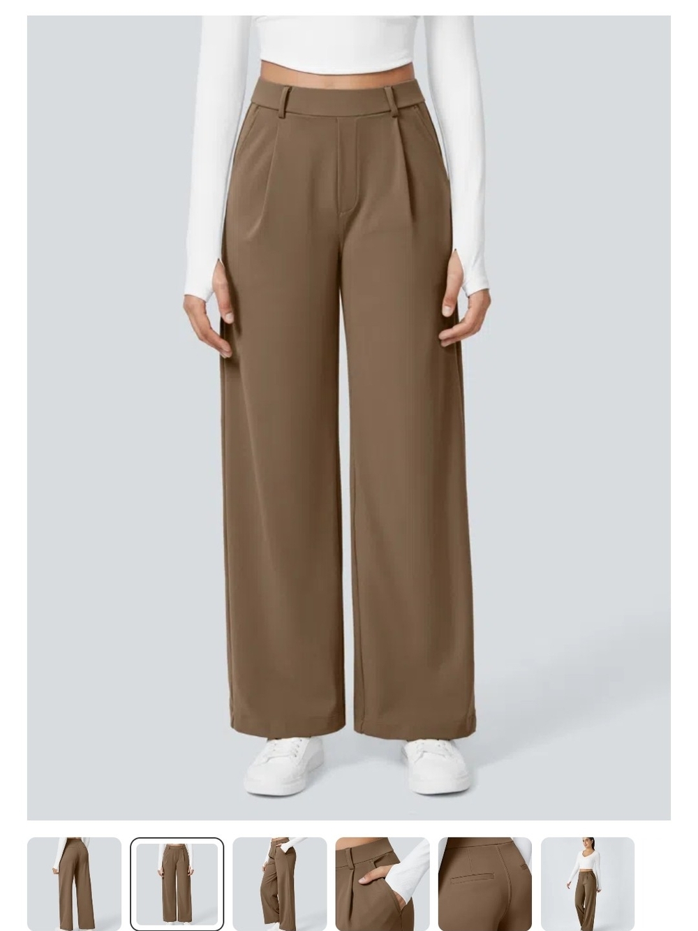 Halara Wide Leg High-Waist Pants in Brown